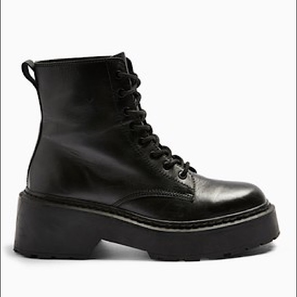 TopShop AUSTIN Black Leather Platform Boots (US 7.5) - Picture 6 of 6